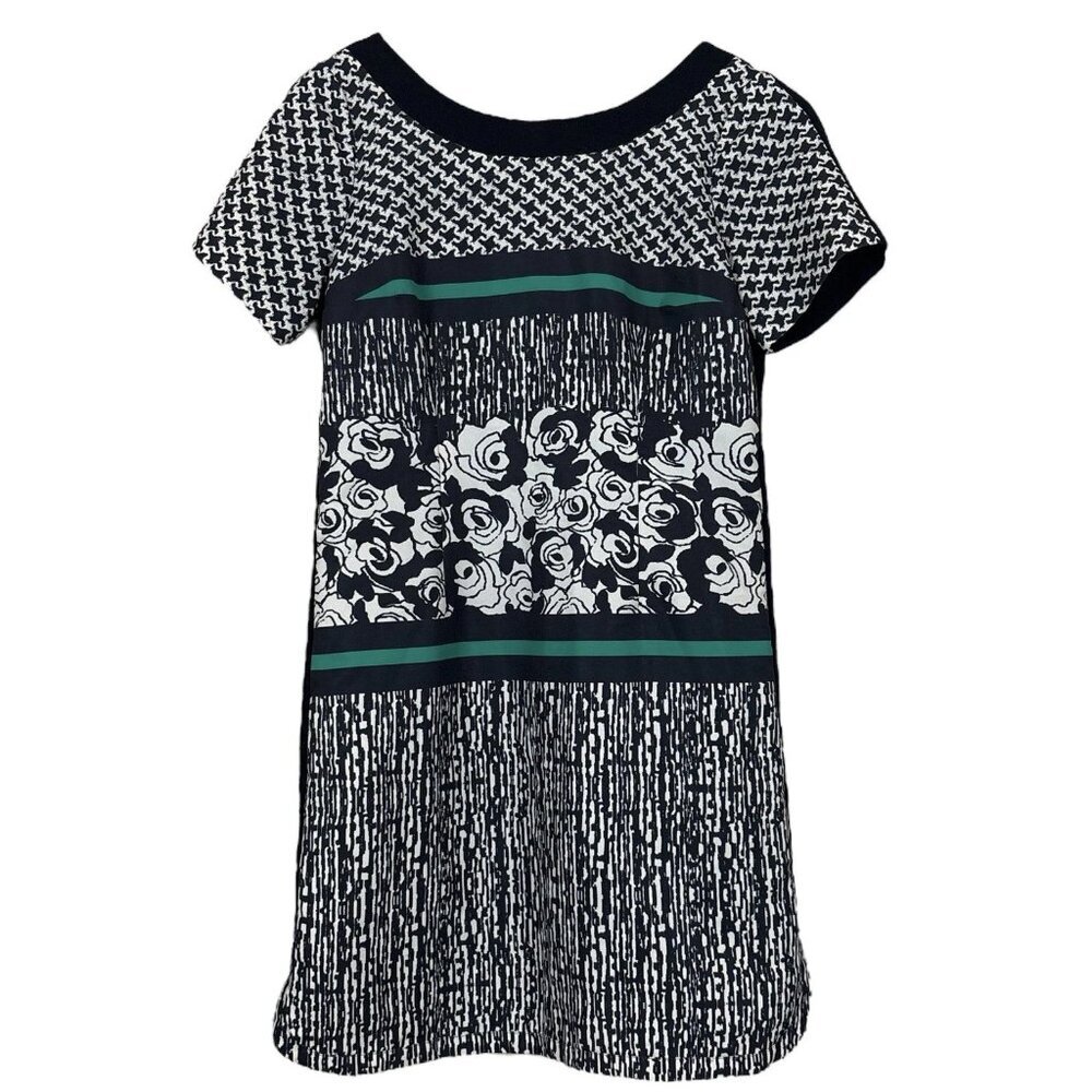 Plenty by Tracy Reese Floral Colorblock Cocktail Dress Black White Green Size 6